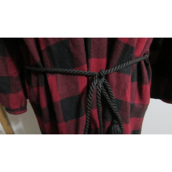 Bass Large Checkered Plaid Belted Cottage Casual Cozy Comfy Dress - Picture 2 of 4